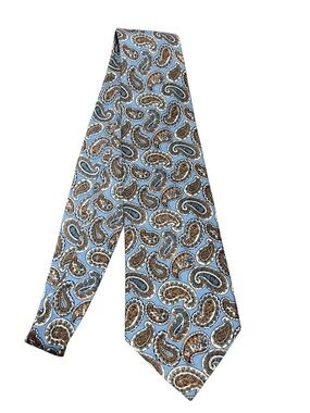 Henry Poole Savile Row London 100% Silk Paisley Blue Tie